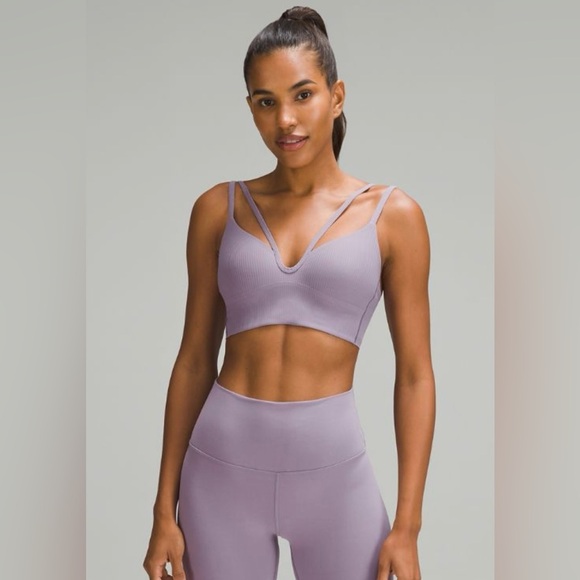 lululemon athletica Other - Lululemon Cloud Longline Sports Bra Mauve Ribbed Strappy Back | Size 4